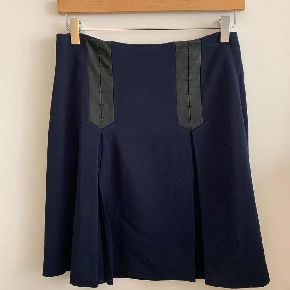 Rebecca Taylor Midi Skirt with Leather Detail